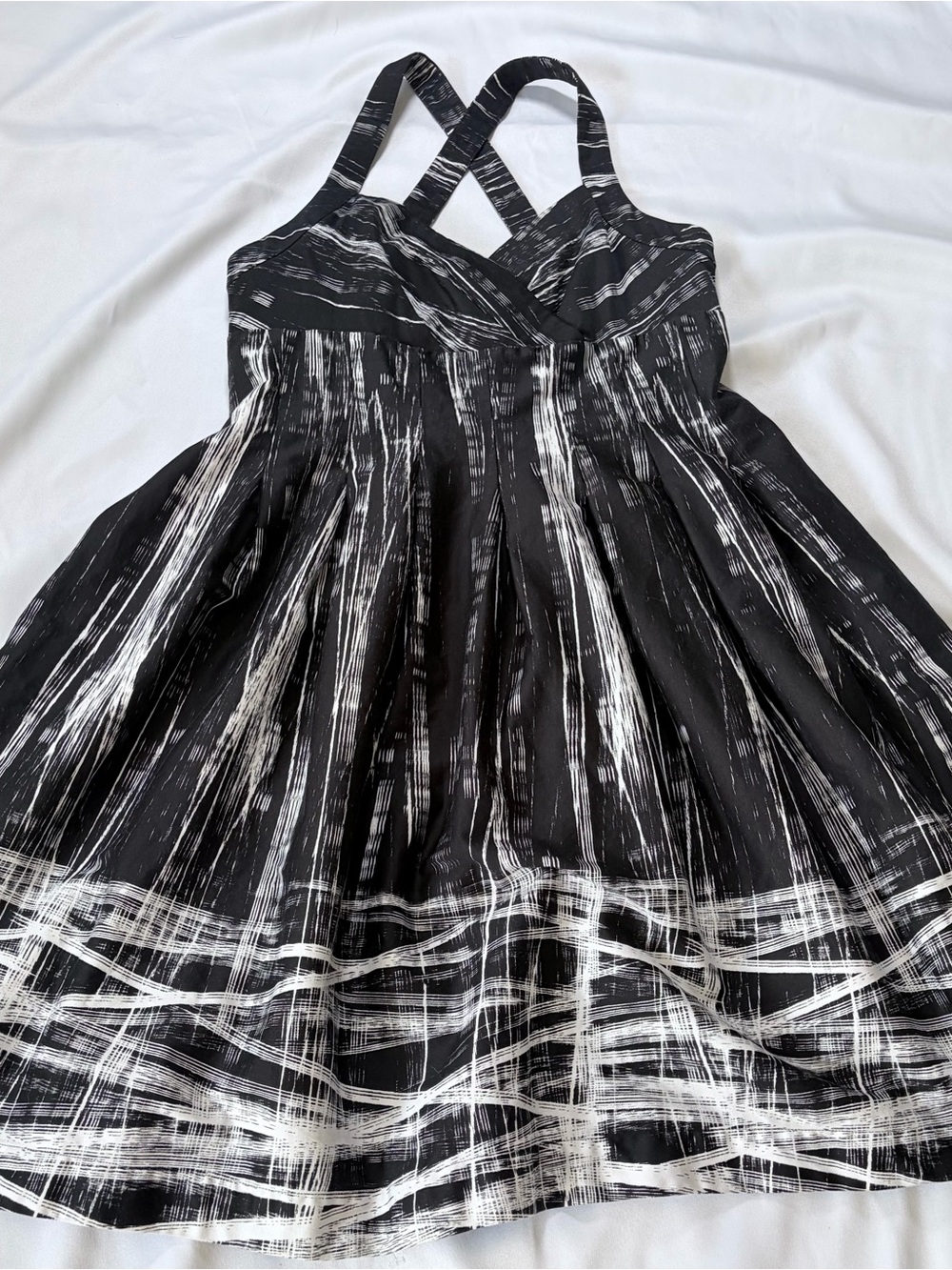 Calvin Klein Black & White Brushstroke Sleeveless Dress